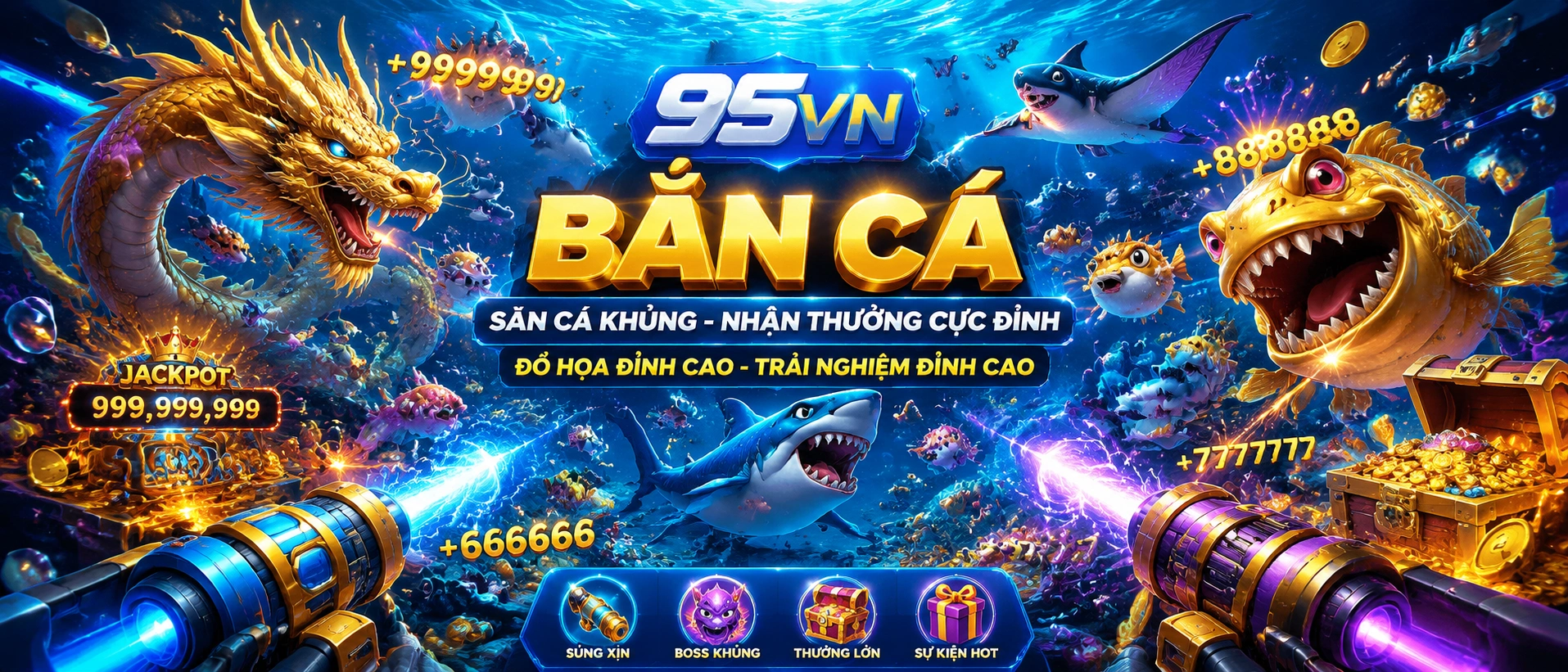 Bắn Cá Đại Dương 3D với boss cá lớn và vũ khí đặc biệt