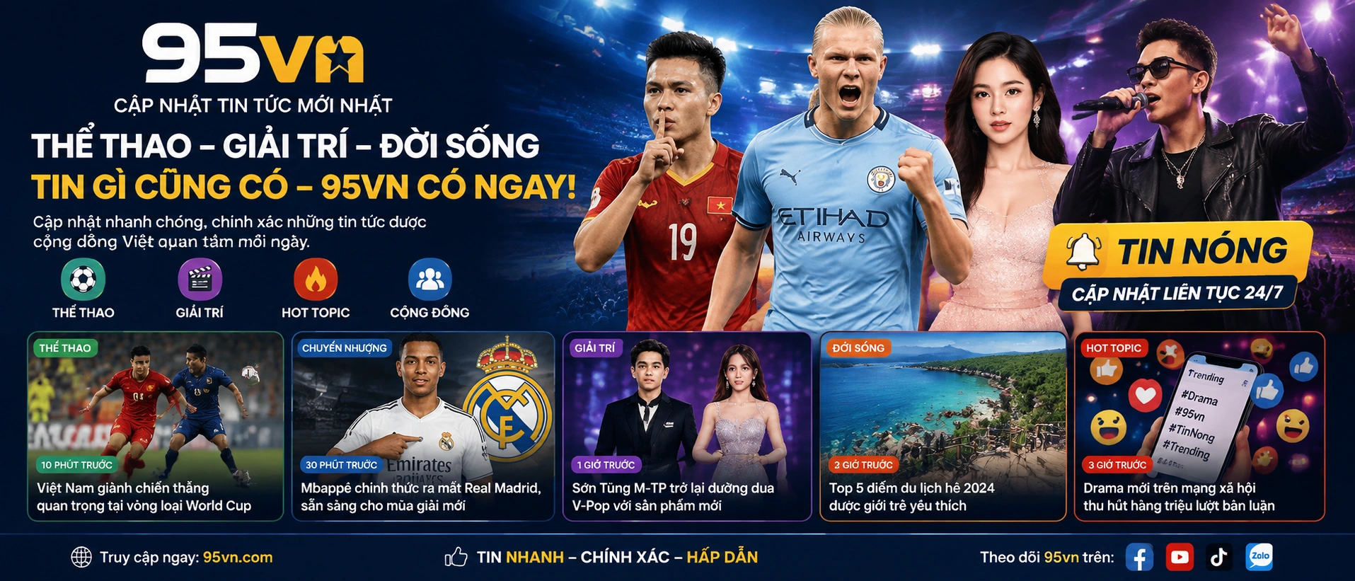 Tin tức 95VN với giao diện cập nhật nhanh cho người chơi Việt Nam